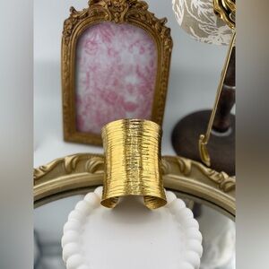 Bold Wide Gold Cuff Bracelet – Stainless Steel, PVD Real Gold Plated